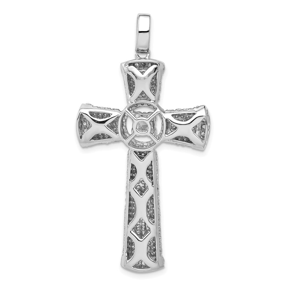 14k White Gold 1.75 carat Diamond Large Cross Pendant - View 3
