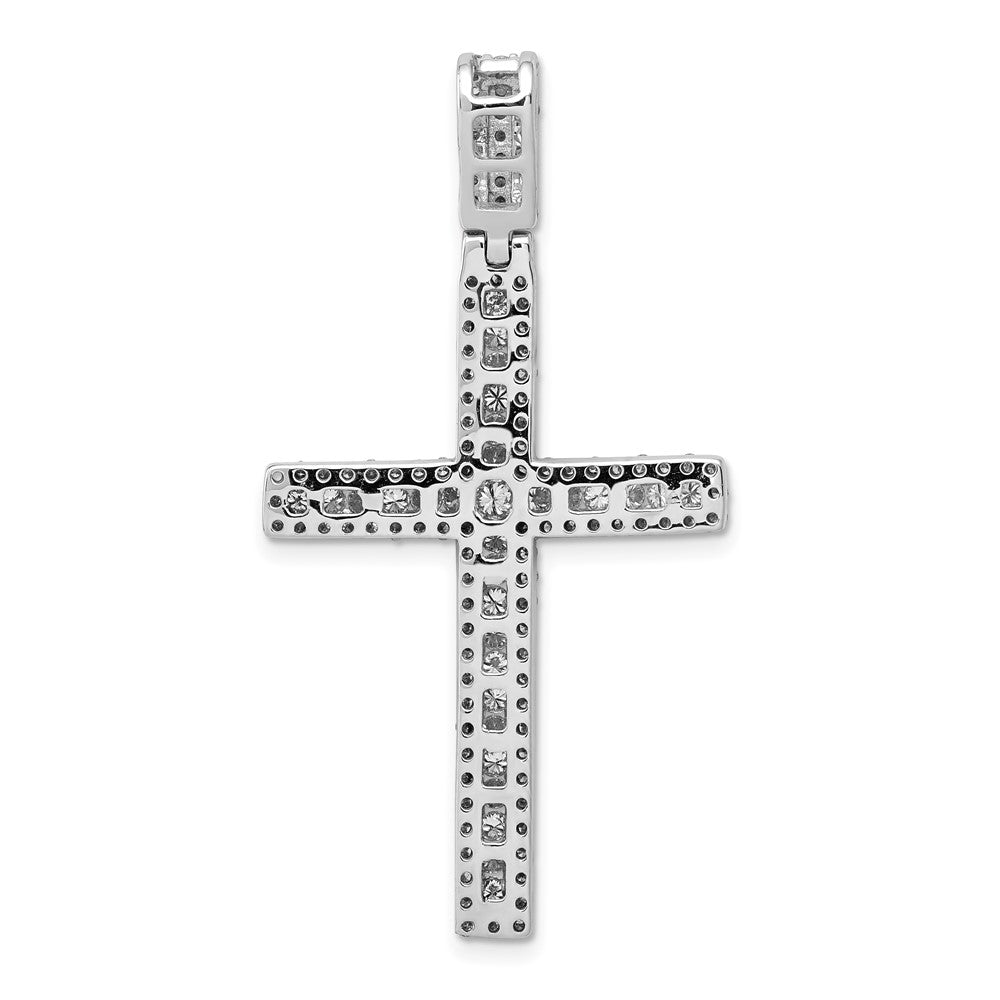 14k White Gold 1 1/10 carat Diamond Latin Cross Pendant - View 3