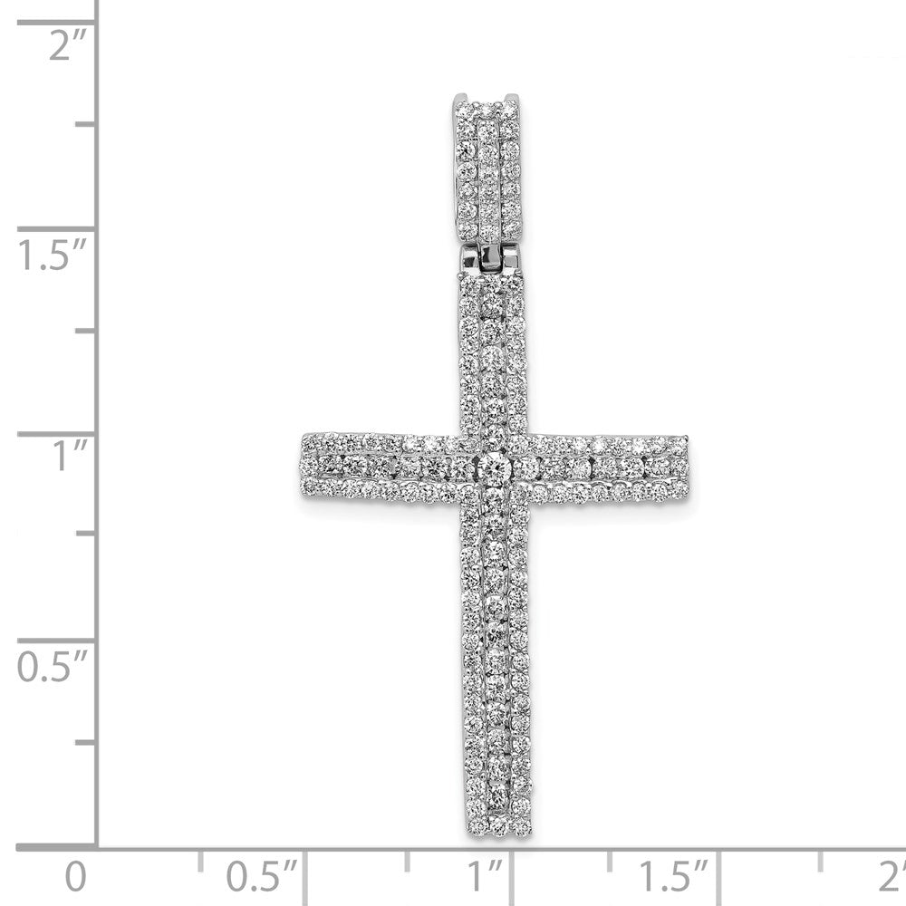 14k White Gold 1 1/10 carat Diamond Latin Cross Pendant - View 4