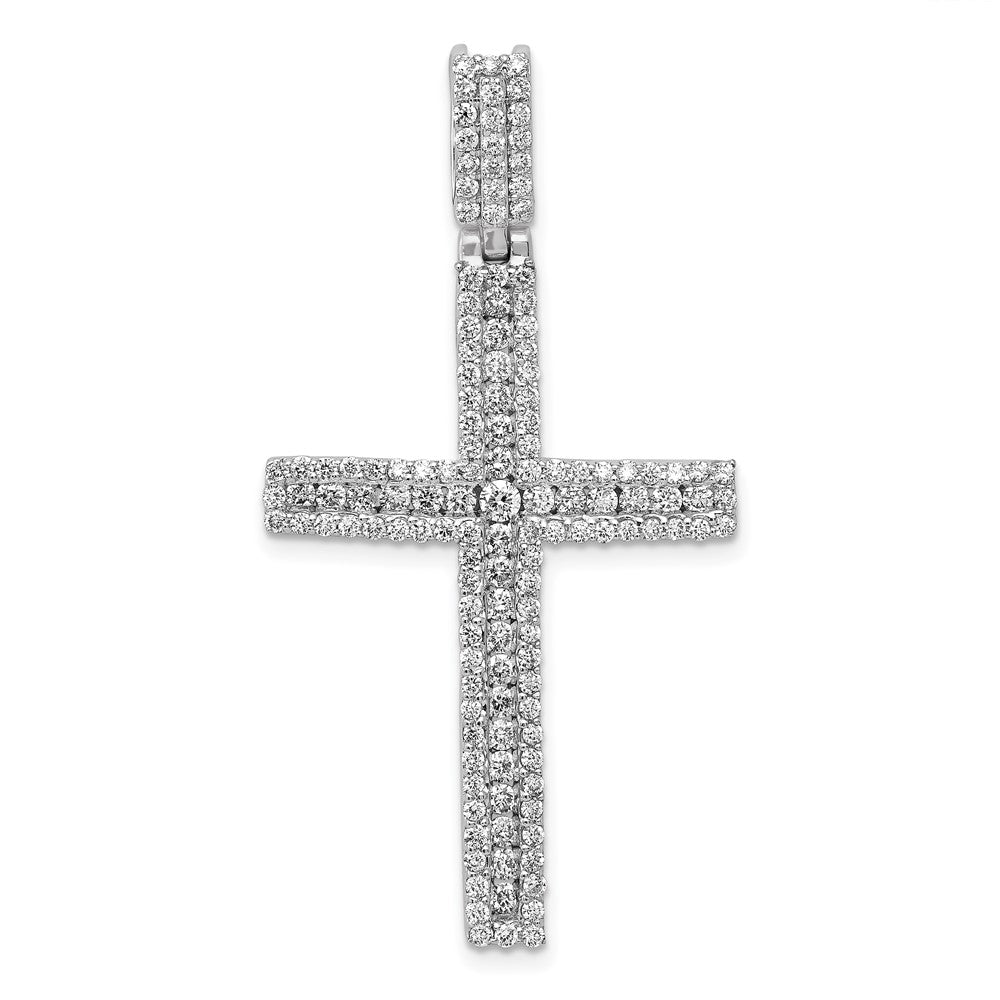 14k White Gold 1 1/10 carat Diamond Latin Cross Pendant - View 1