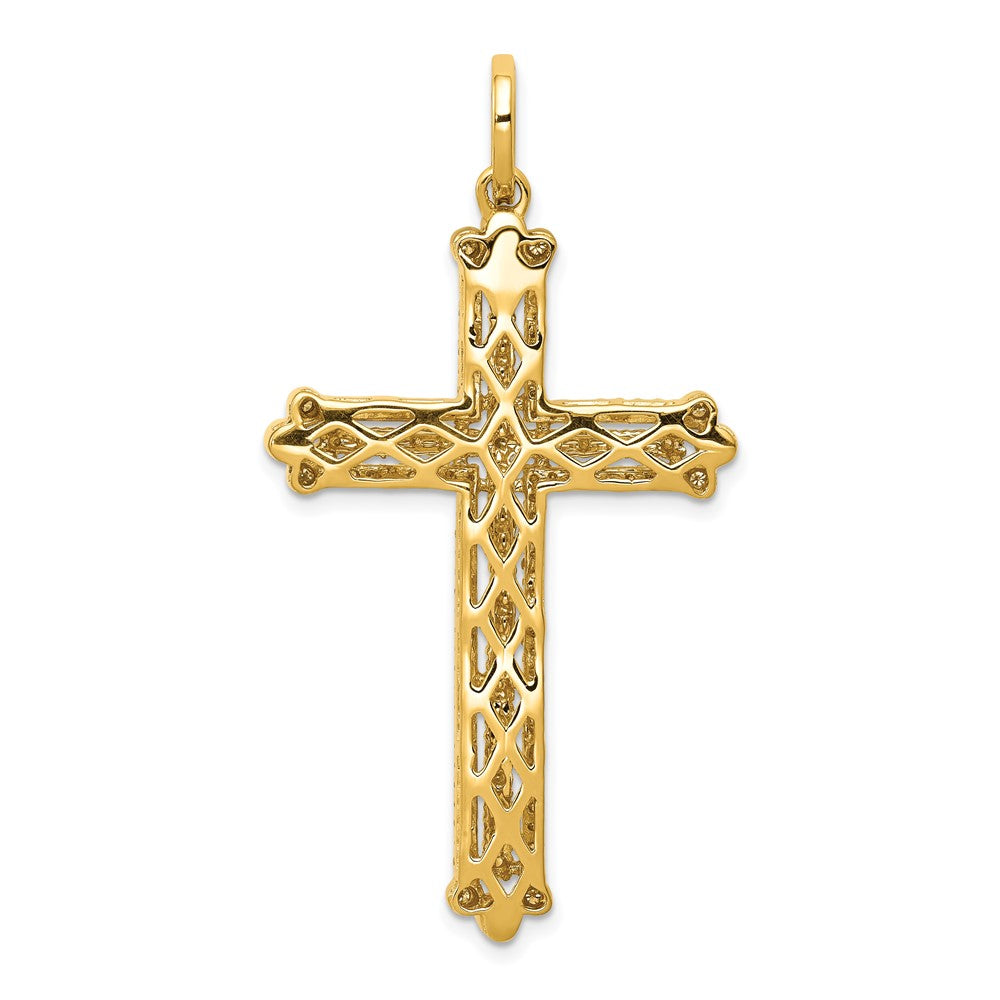 14k 1 carat Diamond Budded Cross Pendant