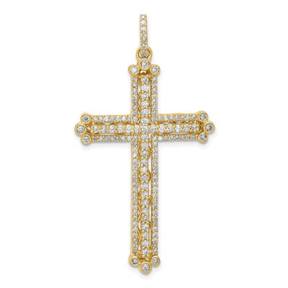 14k 1 carat Diamond Budded Cross Pendant