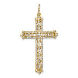 14k 1 carat Diamond Budded Cross Pendant