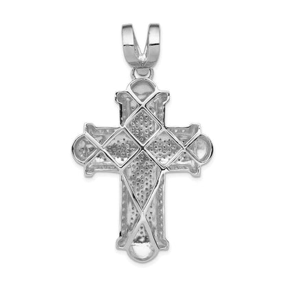 14k White Gold 7/8 carat Diamond Cross Pendant - View 3