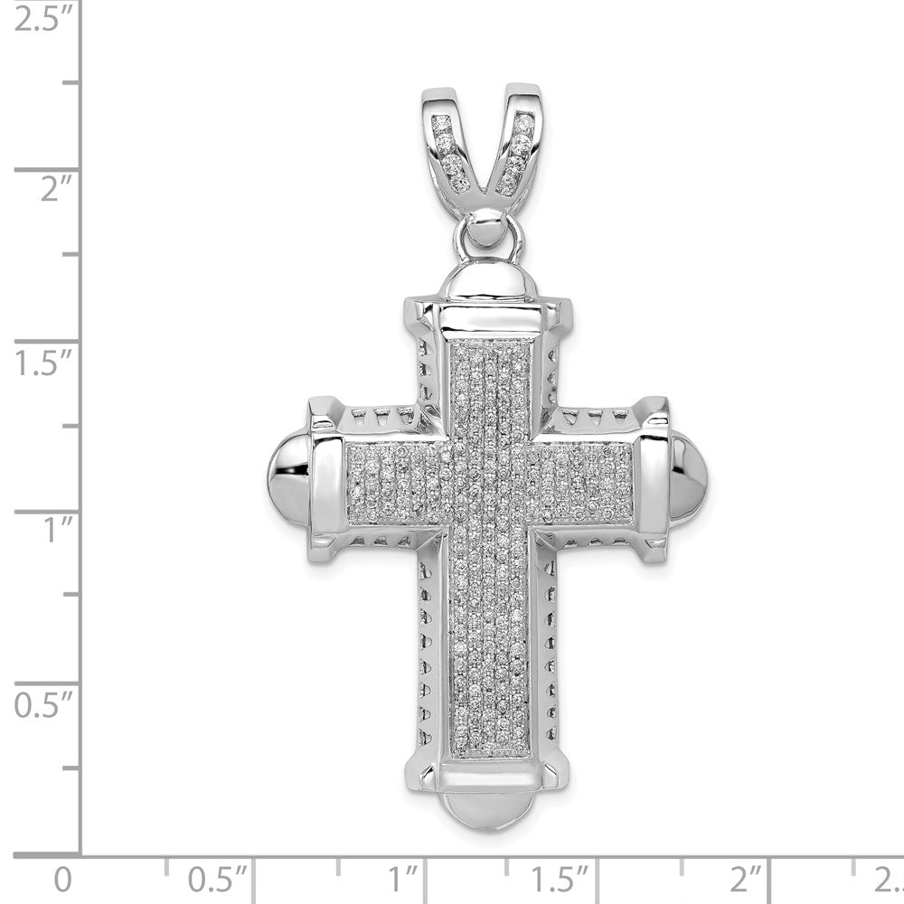 14k White Gold 7/8 carat Diamond Cross Pendant - View 4