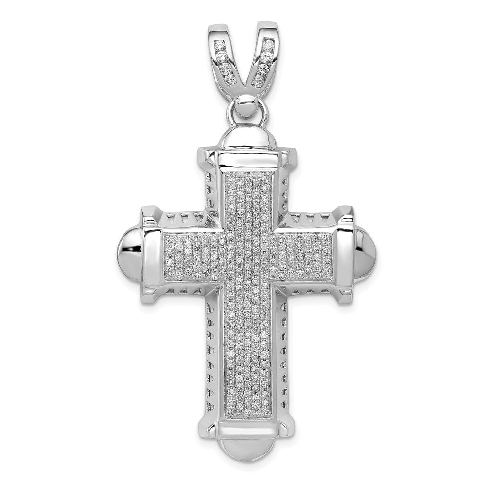 14k White Gold 7/8 carat Diamond Cross Pendant - View 1