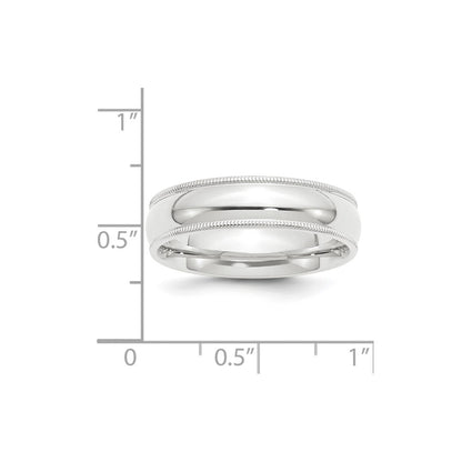 Platinum 6mm Polished Milgrain Comfort-Fit Wedding Band - Image 1