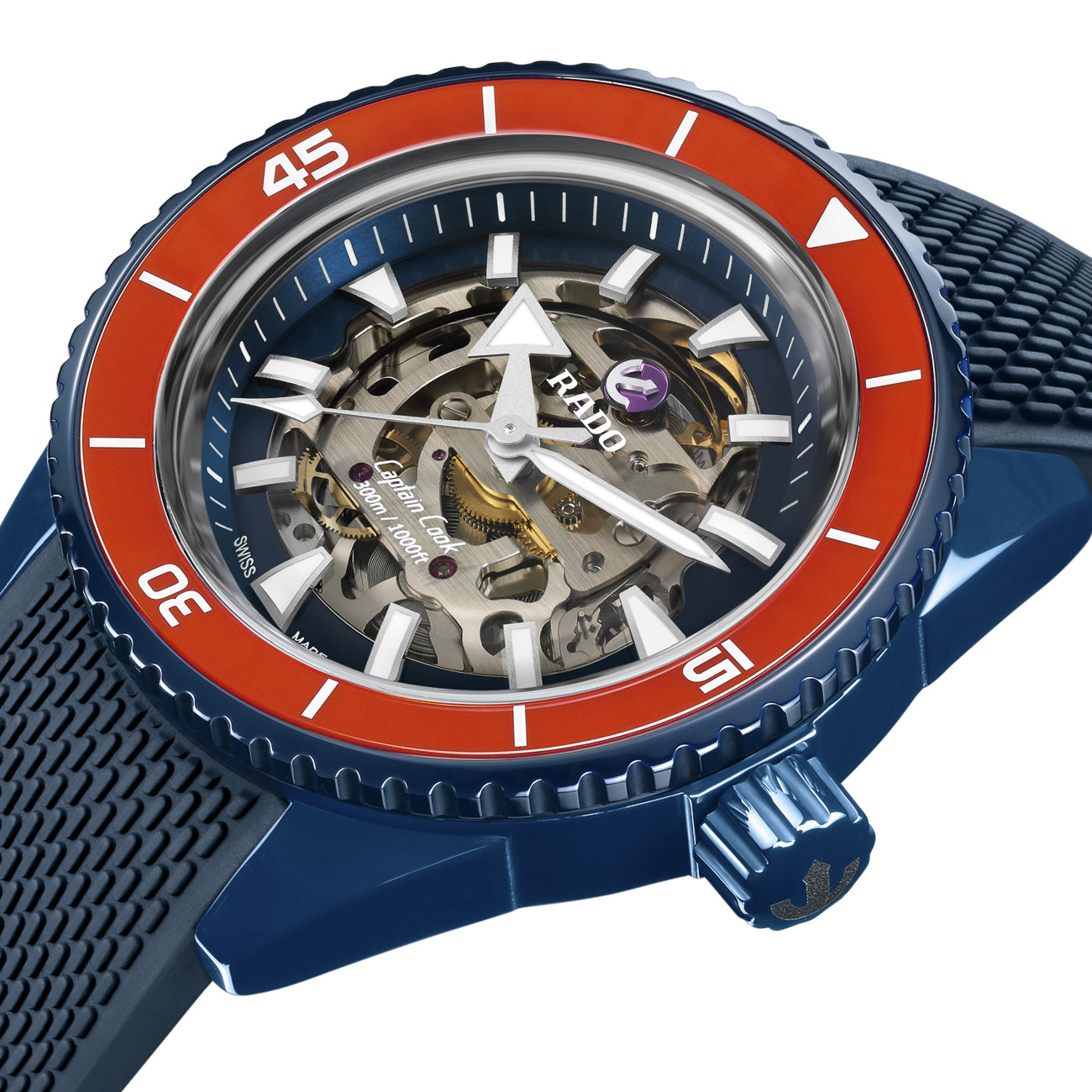 Rado Captain Cook Navy Blue Ceramic Skeleton Limited Edition Automatic Watch 43 mm