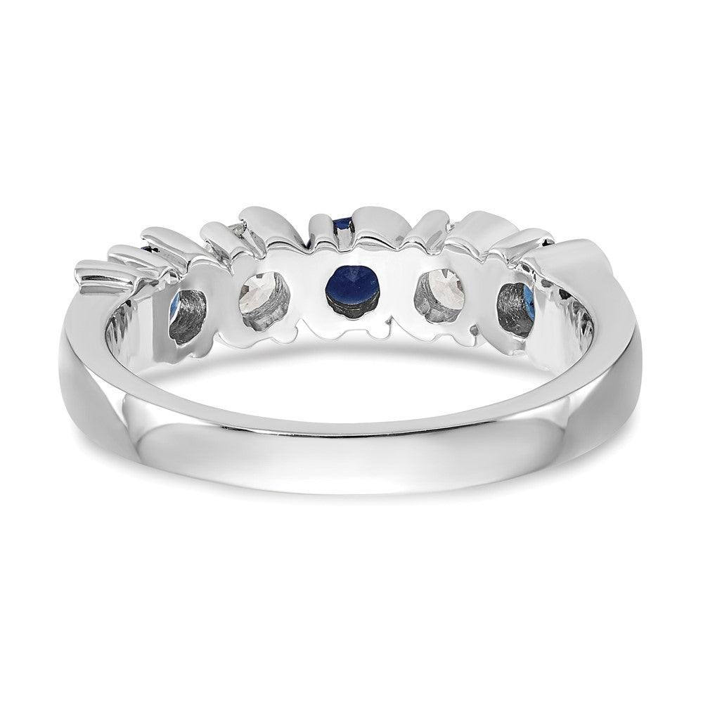 14k White Gold 3/8 carat Diamond and Blue Sapphire Complete Band - View 5