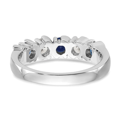 14k White Gold 3/8 carat Diamond and Blue Sapphire Complete Band - View 5
