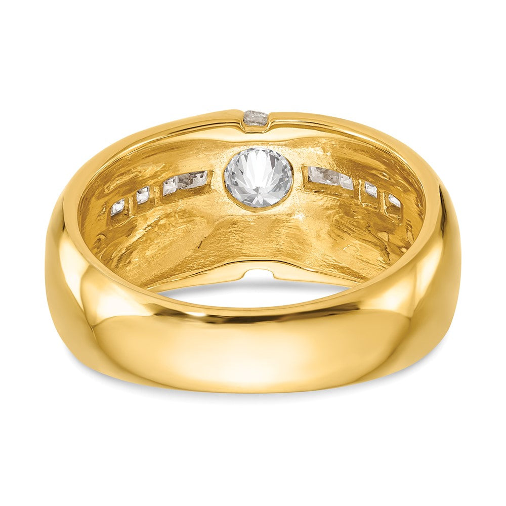 14K (Holds 3/4 carat (5.5mm) Round Center) 1/2 carat Diamond Men's Semi-Mount Ring - View 5