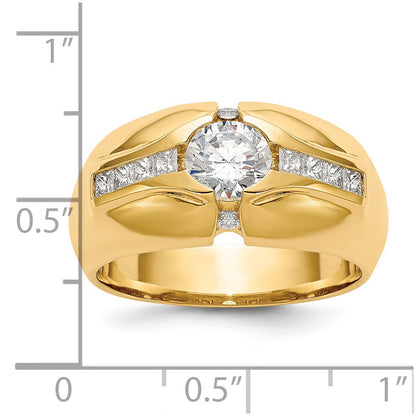 14K (Holds 3/4 carat (5.5mm) Round Center) 1/2 carat Diamond Men's Semi-Mount Ring - View 8