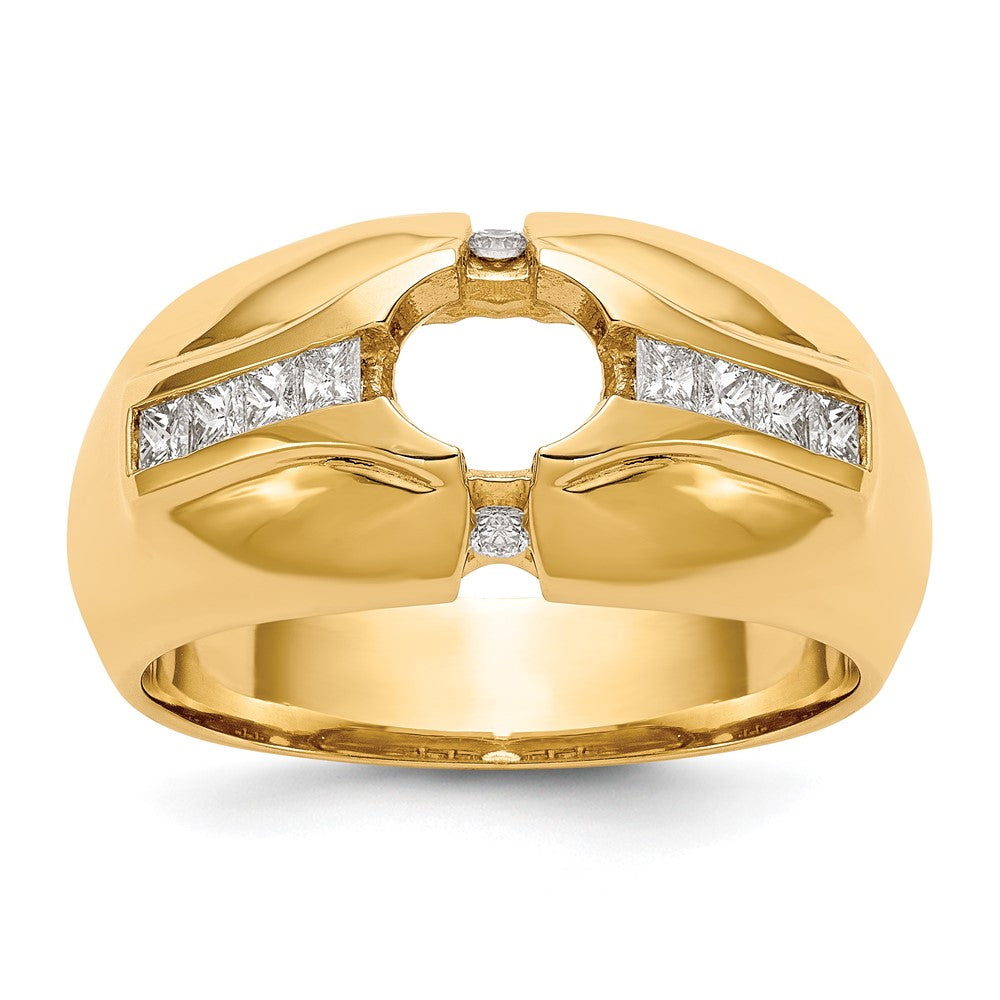 14K (Holds 3/4 carat (5.5mm) Round Center) 1/2 carat Diamond Men's Semi-Mount Ring - View 7
