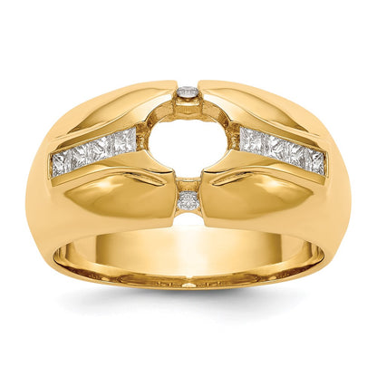 14K (Holds 3/4 carat (5.5mm) Round Center) 1/2 carat Diamond Men's Semi-Mount Ring - View 7