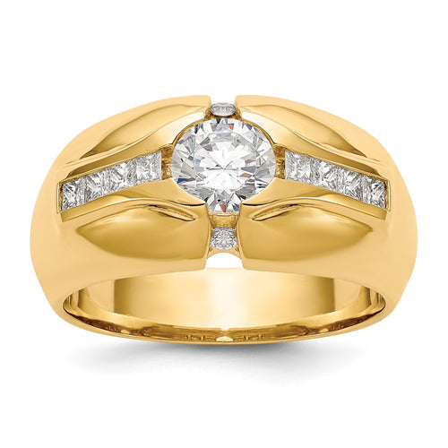 14K (Holds 3/4 carat (5.5mm) Round Center) 1/2 carat Diamond Men's Semi-Mount Ring