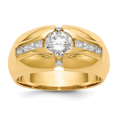 14K (Holds 3/4 carat (5.5mm) Round Center) 1/2 carat Diamond Men's Semi-Mount Ring - View 1