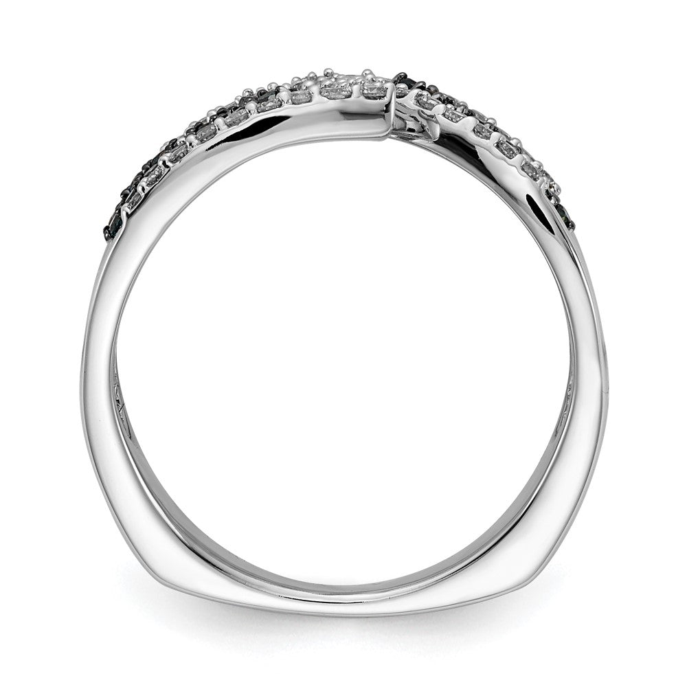 14k White Gold Fancy Diamond Ring with Blue and White Accents - Image 2