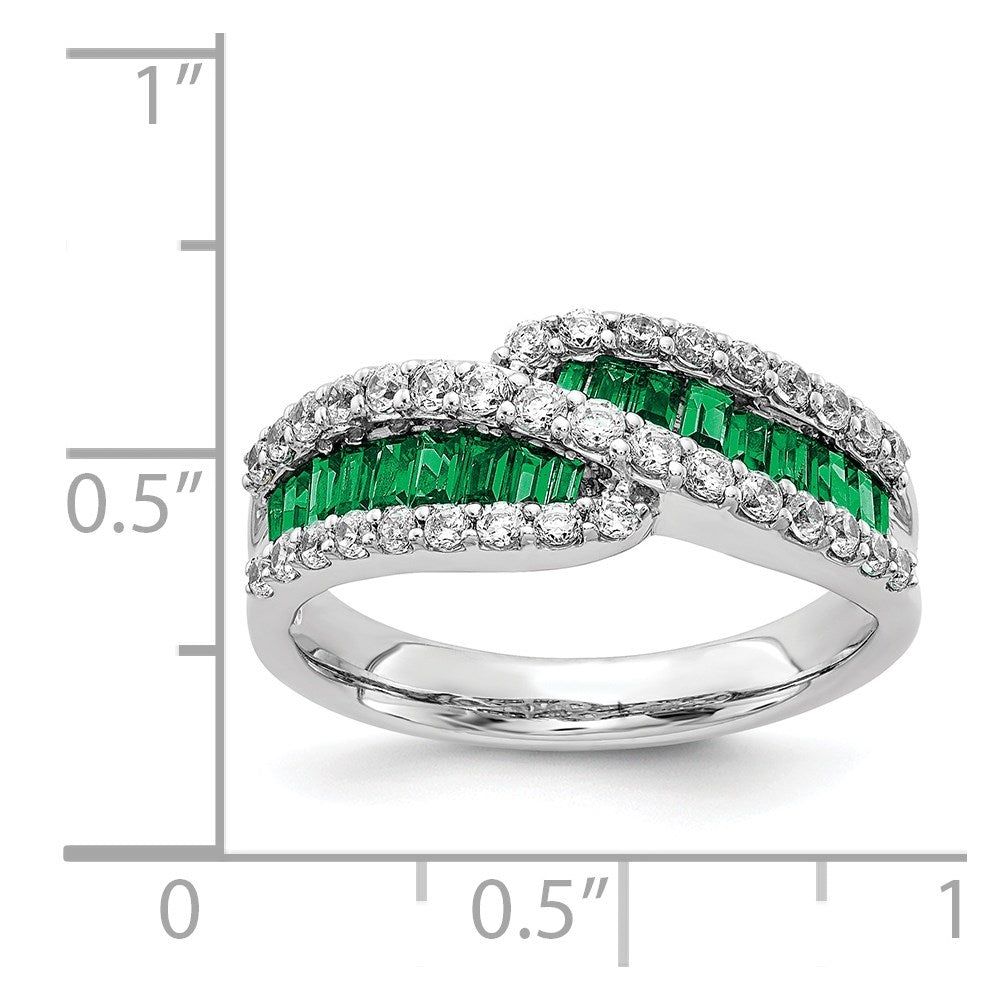 14k White Gold Emerald Diamond Ring - View 3