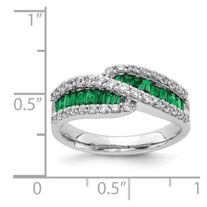 14k White Gold Emerald Diamond Ring - View 3