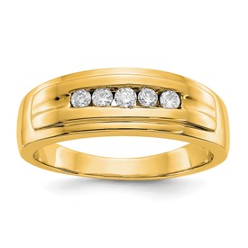 14k Diamond Mens 5-stone Ring