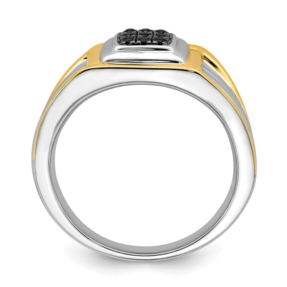 14k Two-tone Black Diamond Mens Ring - View 2