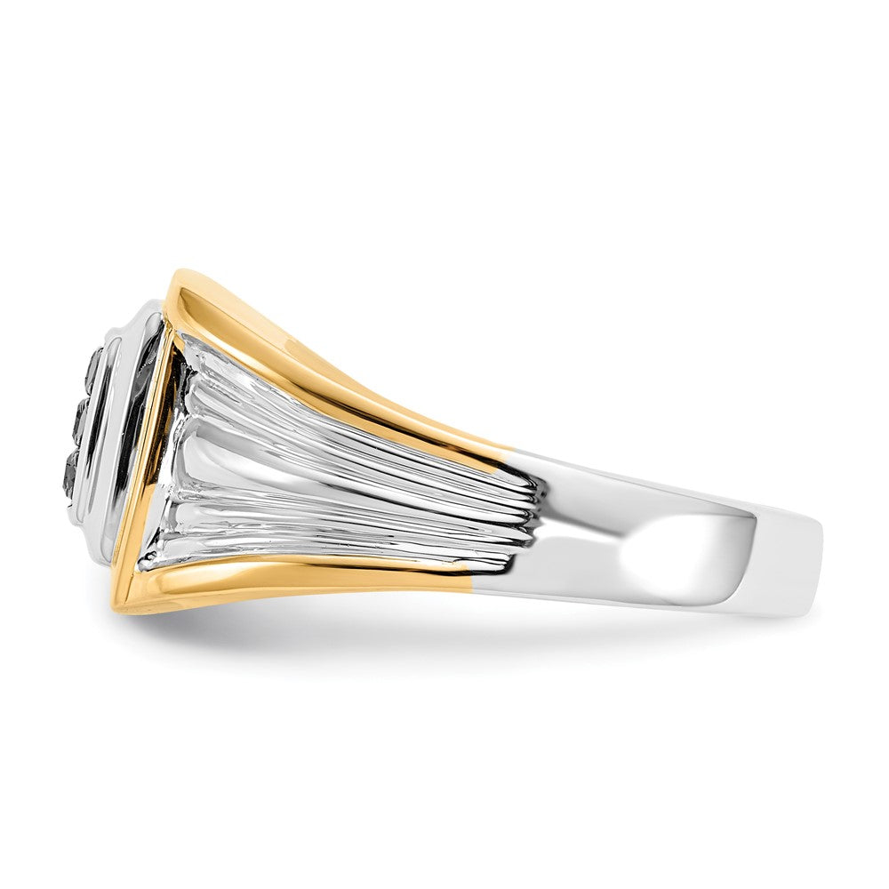 14k Two-tone Black Diamond Mens Ring - View 3