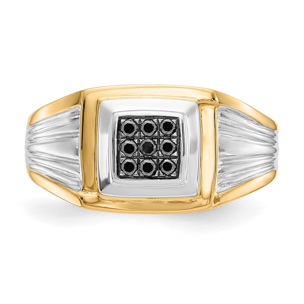 14k Two-tone Black Diamond Mens Ring - View 4
