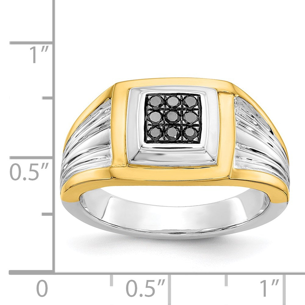 14k Two-tone Black Diamond Mens Ring - View 5