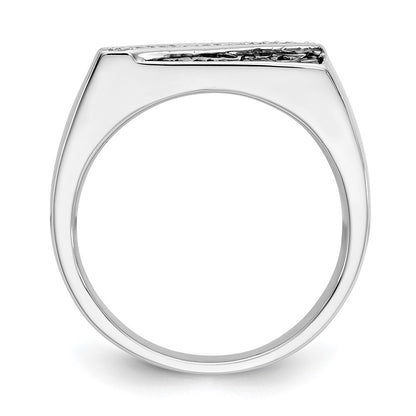 14k White Gold Black and White Diamond Mens Ring