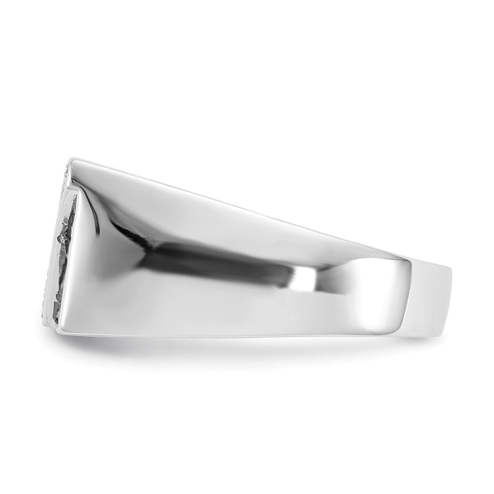 14k White Gold Black and White Diamond Mens Ring