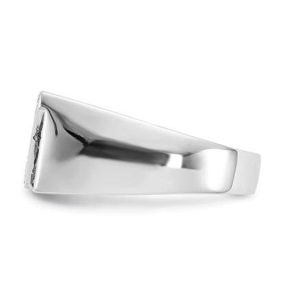 14k White Gold Black and White Diamond Mens Ring