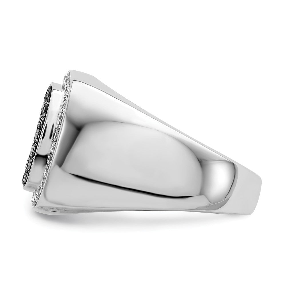 14k White Gold Black and White Diamond Mens Ring - View 4