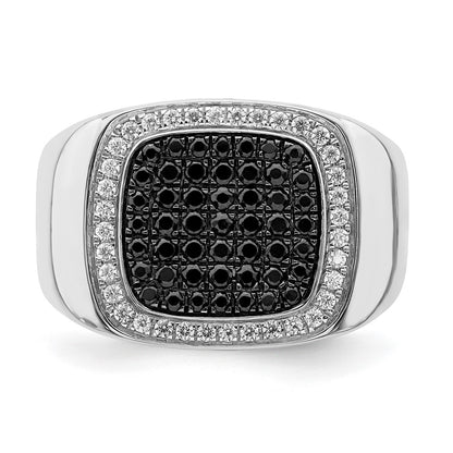 14k White Gold Black and White Diamond Mens Ring - View 5
