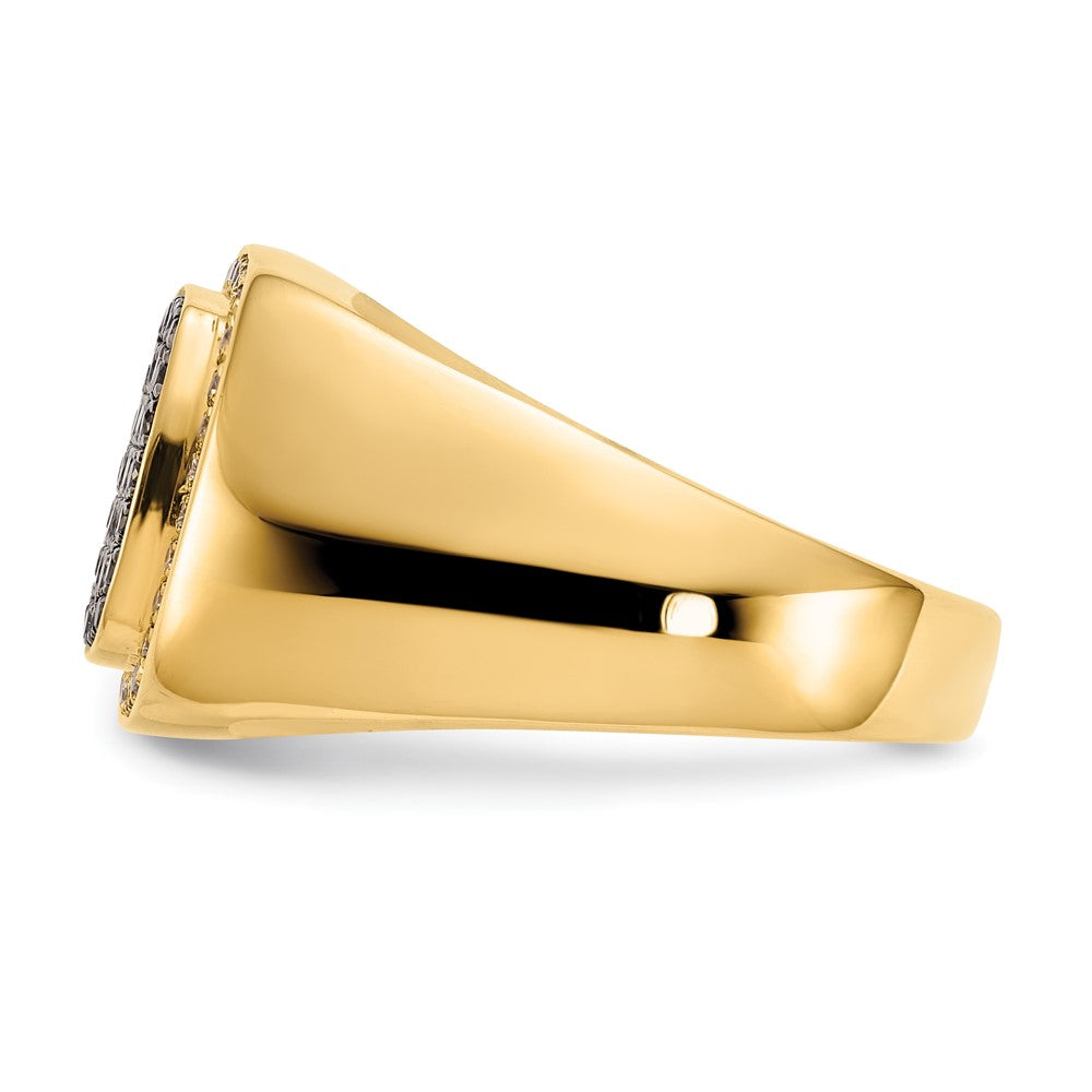 14k Black and White Diamond Mens Ring - View 3