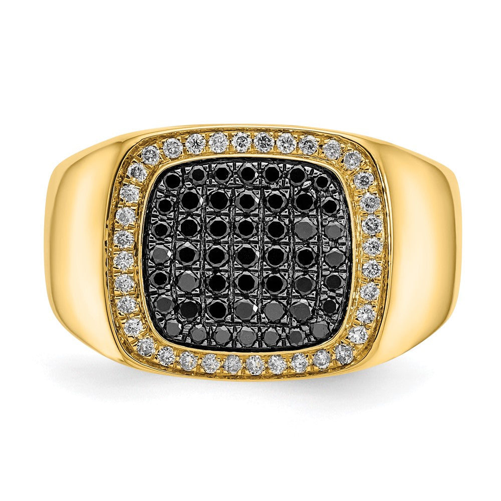 14k Black and White Diamond Mens Ring - View 4