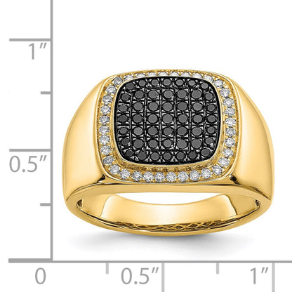 14k Black and White Diamond Mens Ring - View 5