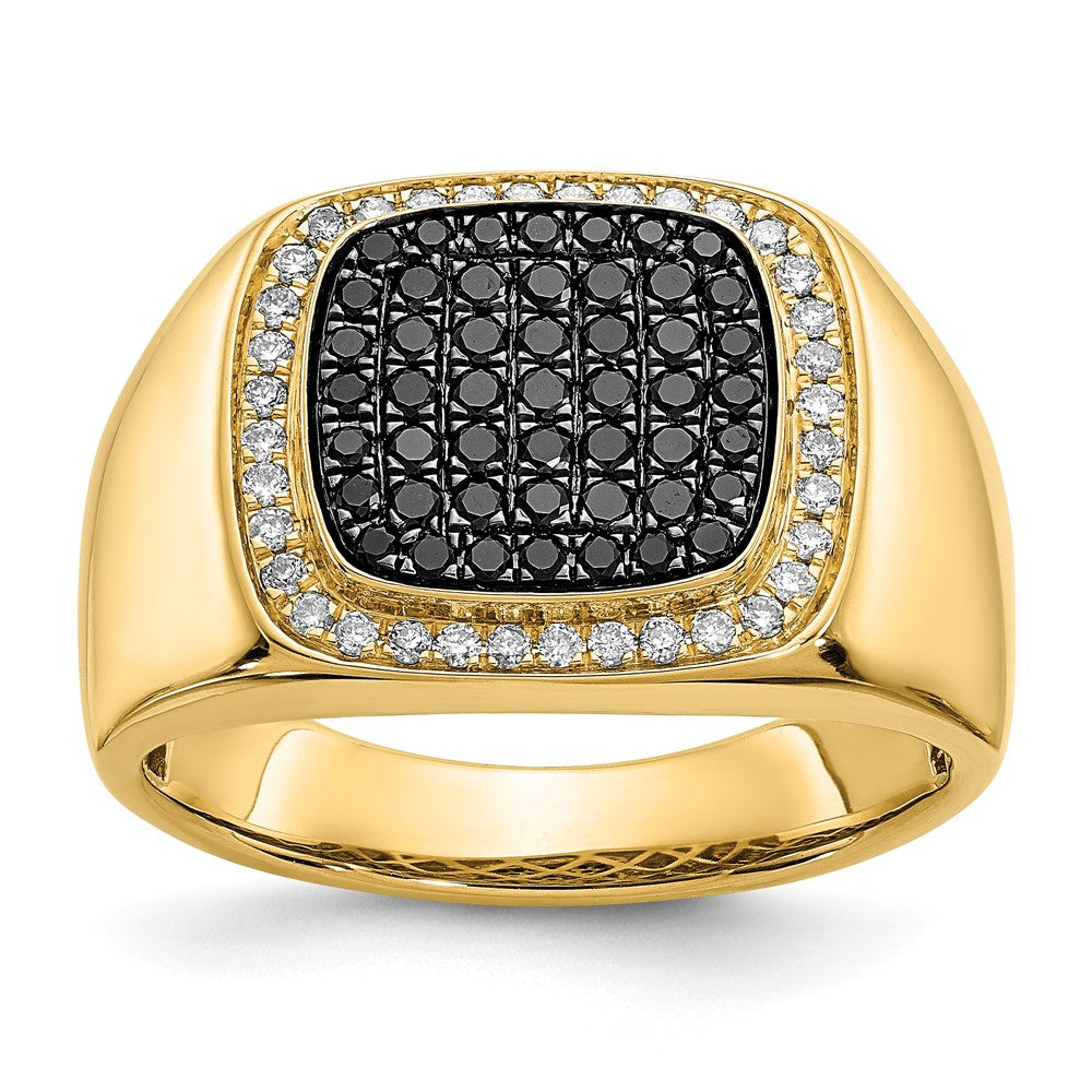 14k Black and White Diamond Mens Ring - View 1