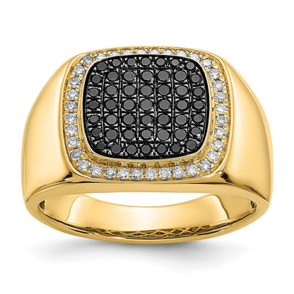 14k Black and White Diamond Mens Ring - View 1