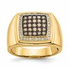 14k Champagne and White Diamond Mens Ring