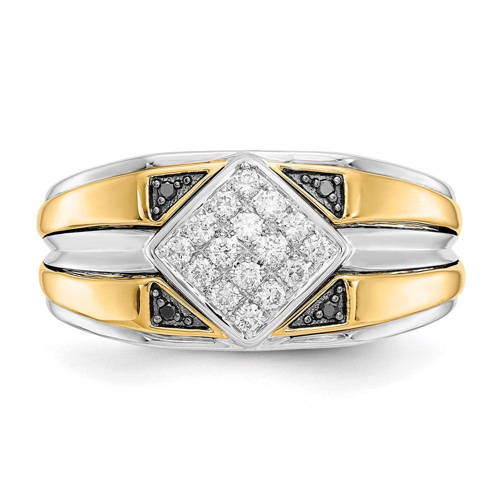 14k Two-tone Black and White Diamond Mens Ring