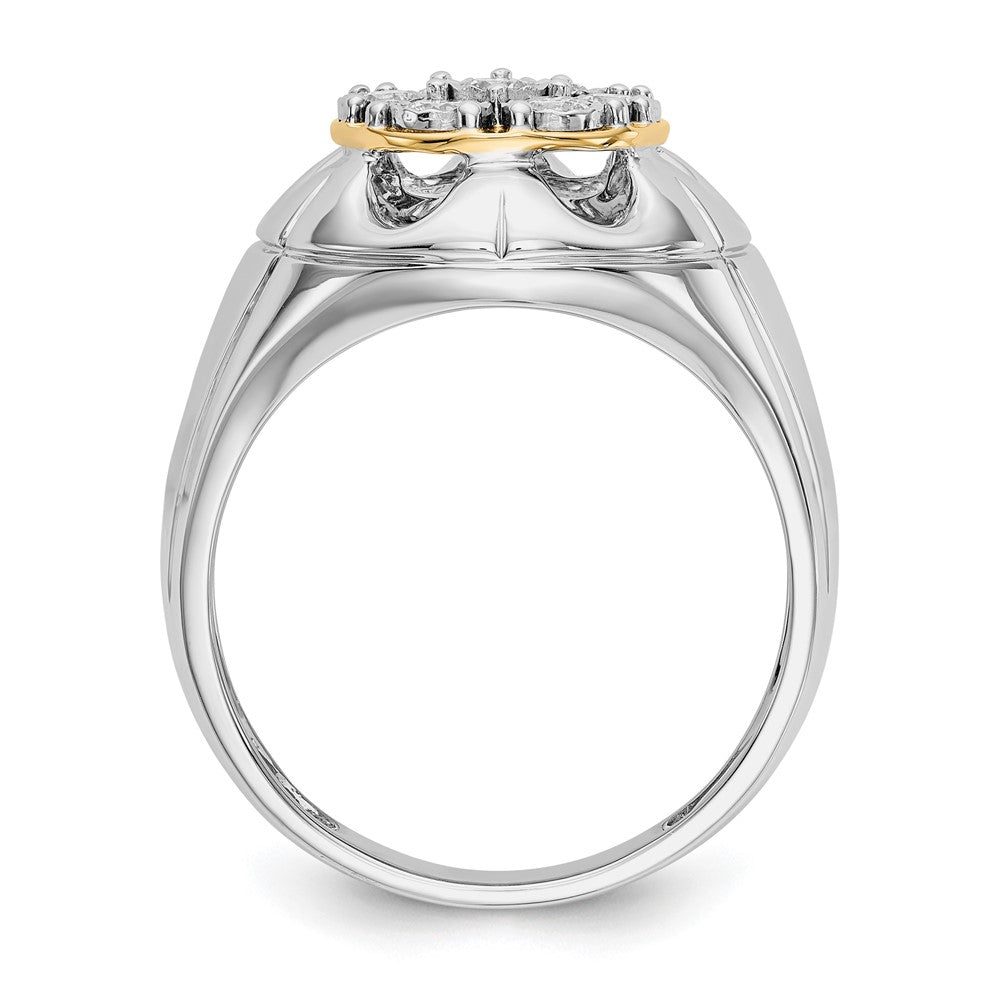 14k Two-tone Diamond Mens Ring - View 2