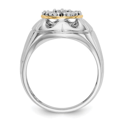 14k Two-tone Diamond Mens Ring - View 2