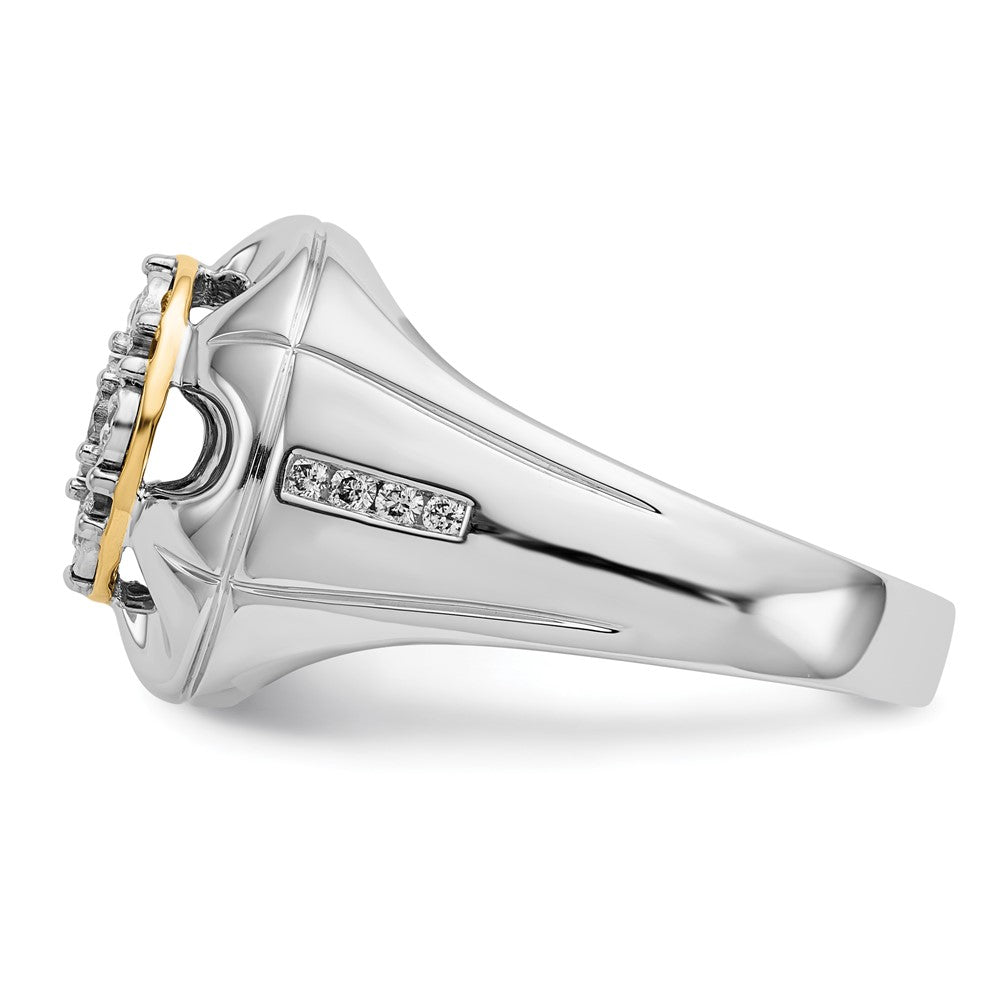 14k Two-tone Diamond Mens Ring - View 3