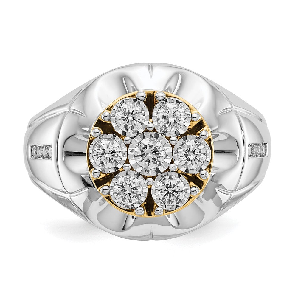 14k Two-tone Diamond Mens Ring - View 4