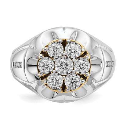 14k Two-tone Diamond Mens Ring - View 4