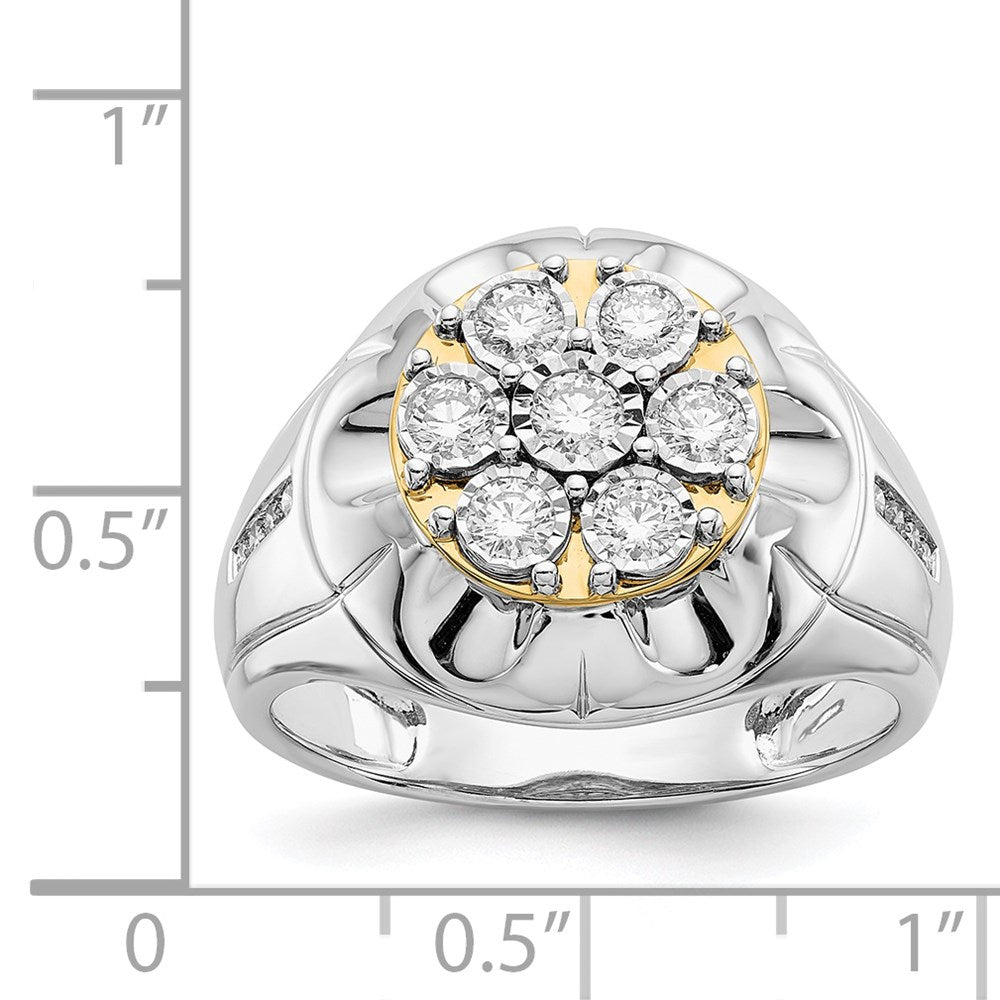 14k Two-tone Diamond Mens Ring - View 5
