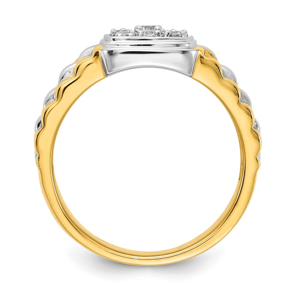 14k Two-tone Diamond Mens Ring - View 2