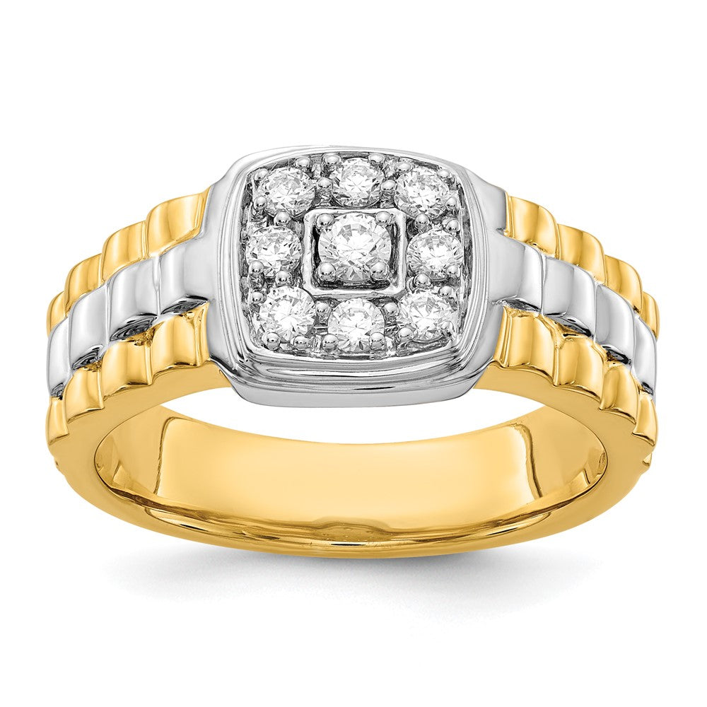 14k Two-tone Diamond Mens Ring - View 1