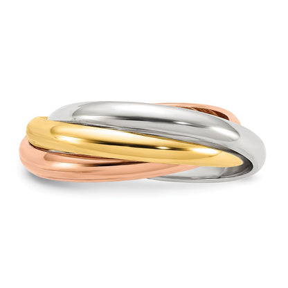 14k Tri-color Polished Rolling Ring Size 9