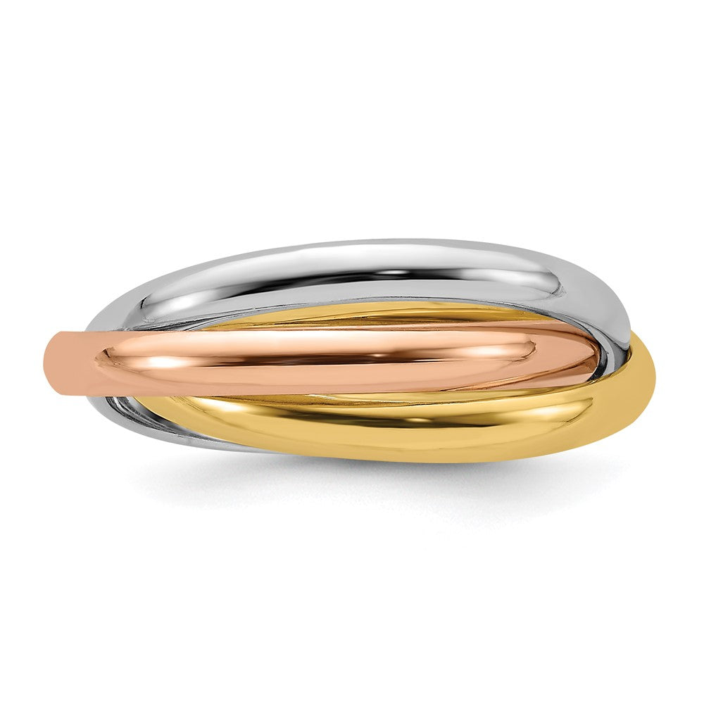 14k Tri-Color Rolling Ring, Polished Finish, Size 7.5 - Image 3
